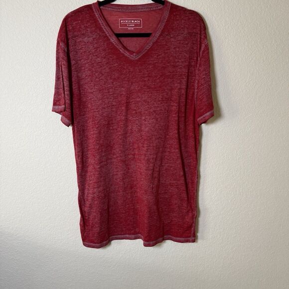 Buckle Black Other - Buckle Black Mens Burnout V-Neck T-Shirt Large Casual Short Sleeve Red